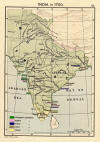 The Mughal Empire at its greatest extent in c. 1700 under Aurangzeb (r. 1658–1707)